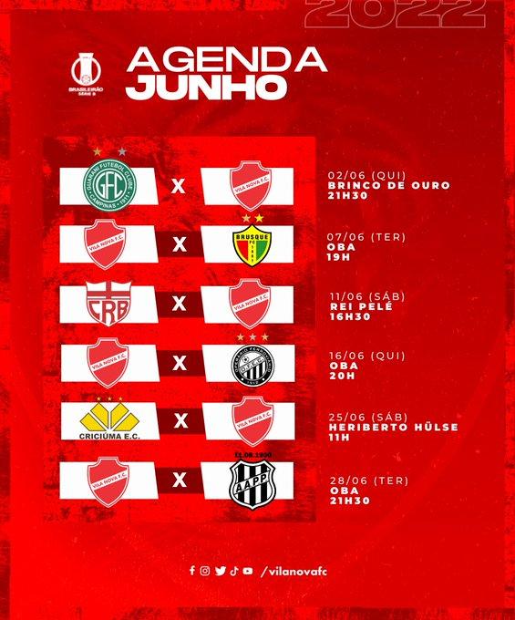 JOGOS DO VILA NOVA (GO) JUNHO 2022 SERIE B
