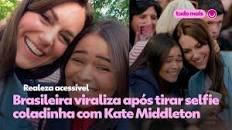 Brasileira aparece nas redes sociais da família real em selfie com a princesa Kate
