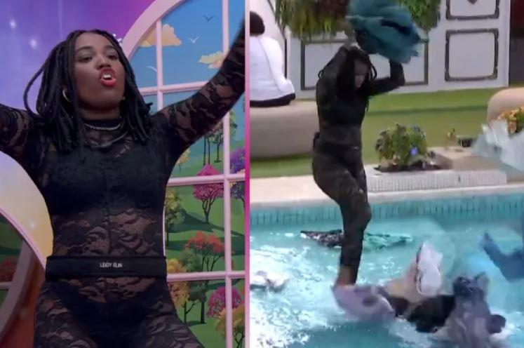 Lady joga roupas de Davi na piscina durante treta no BBB