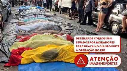 Pelo menos 55 corpos são levados por moradores para praça na Penha; mortes não constam do balanço oficial